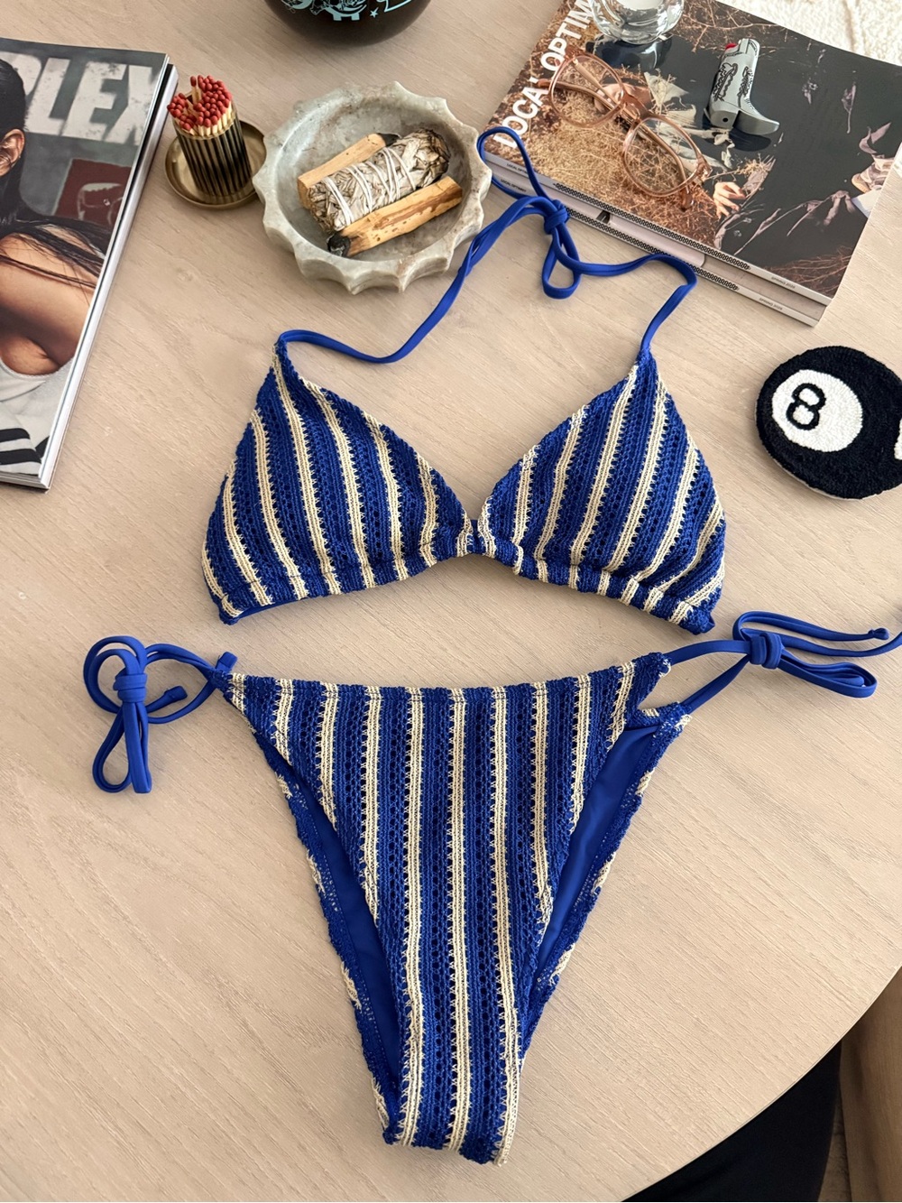 Crochet String Bikini Set With Booty Shorts